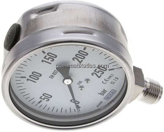 Chemie-Manometer senkrecht, 100mm, 0 - 250 bar
