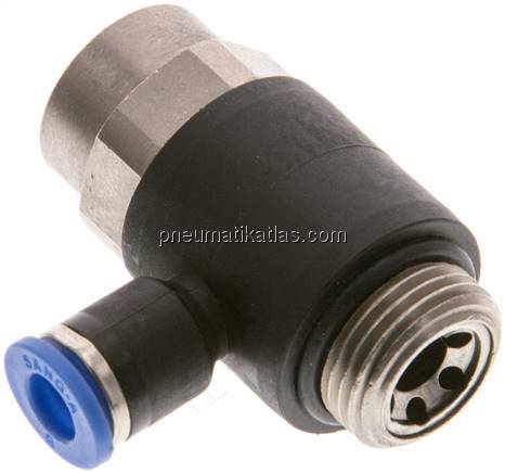 Winkel-Drosselrückschlagventil G 3/8"-6mm,abluftregelnd