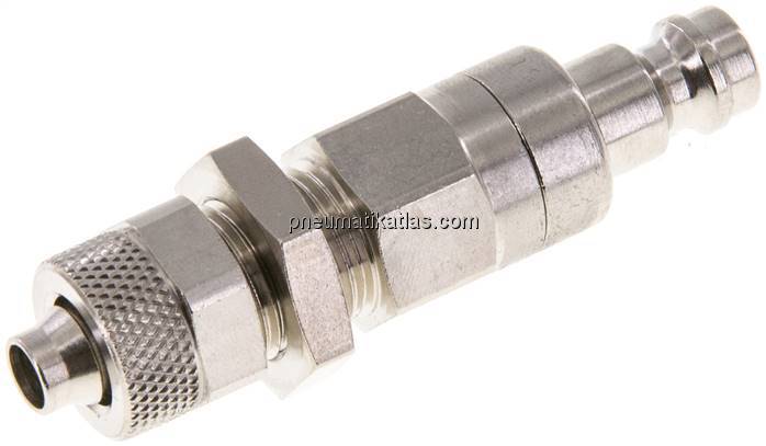 Schott-Kupplungsstecker (NW5) 8x6mm Schlauch, Messing vernickelt