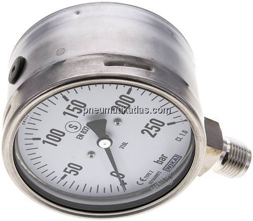 Sicherheits-Manometer senkrecht, 100mm, 0 - 250 bar