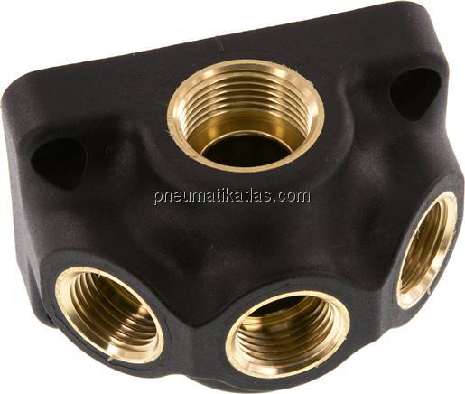 Wanddose (Luftweiche) G 3/4"-3x G 1/2", Endverteilerdose ohne Durchgangsgewinde