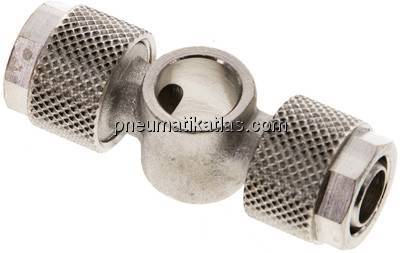 Verschraubung, T-Ringstück G 1/8"-10x8mm, Messing vernickelt