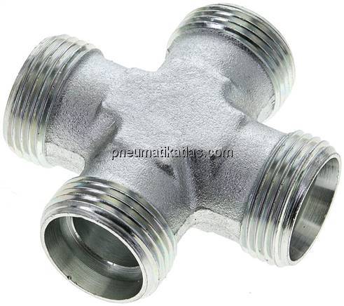 Kreuz-Schneidringverschraubung 22 L (M30x2), ohne Mutter & Schneidring, Stahl ve