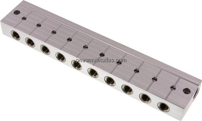 Verteilerleiste m. Kugelhähnen 2x G 3/8"-10x G 1/4"