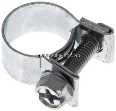 9mm Mini-Schlauchschelle, 12 - 14mm, Stahl verzinkt (W1)