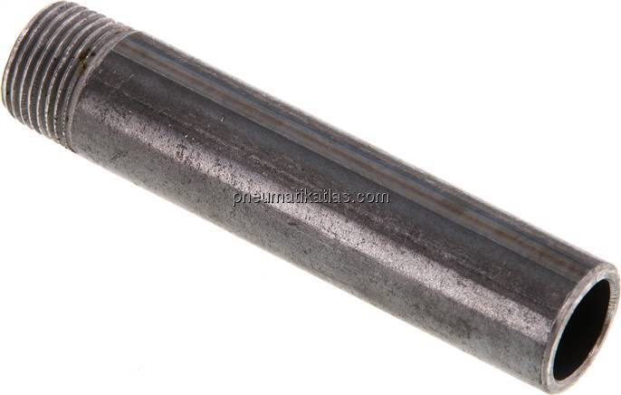 Anschweißnippel R 3/8"-80mm-17,2mm, ST 37, Stahl schwarz