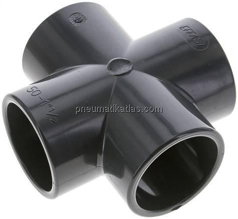 Klebemuffen-Kreuzstück, PVC-U, 50mm