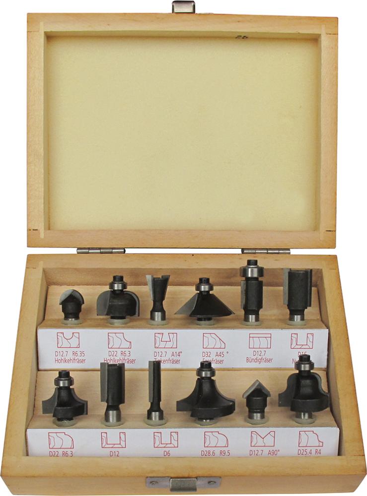 Fräser-Satz HW 12tlg. S8 im Holzkasten FORTIS