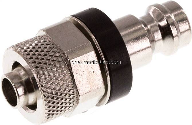 Kupplungsstecker (NW5) 8x6mm Schlauch, Messing vernickelt