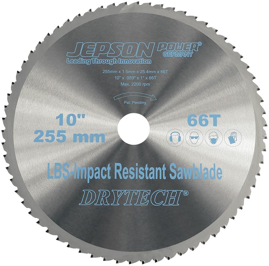 HM-Sägeblatt Drytech D=255x25,4x1,5mm 66Z für Stahl dünnwandig LBS schockresistent Jepso