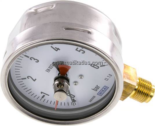 Manometer senkrecht (CrNi/Ms), 100mm, 0 - 6 bar