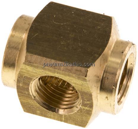 Kreuz-Verteiler 4x G 1/4",Messing