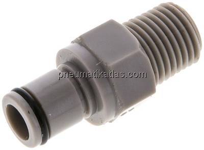 Kupplungsstecker (LC) mit Außengewinde, Polypropylen (grau)