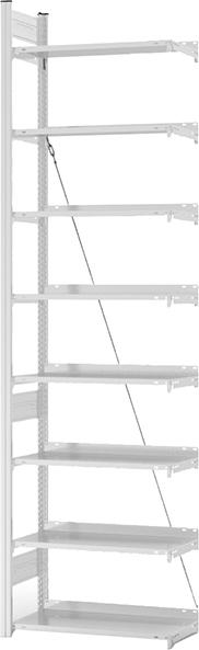 Anbauregal zerlegt HKA 27307 EX, 8 Böden 2700x300x750mm lichtgrau