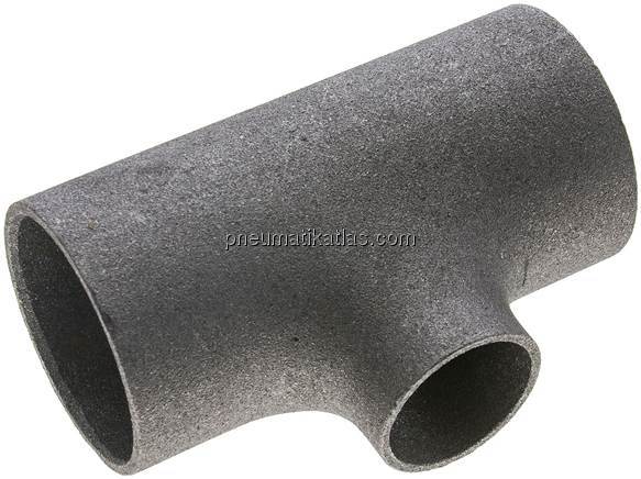 T-Stück 76,1x2,9mm - 48,3x2,6mm, P235GH-TC1 Stahl schwarz, nahtlos