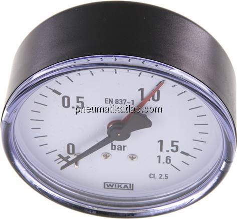 Manometer waagerecht, 80mm, 0 - 1,6 bar