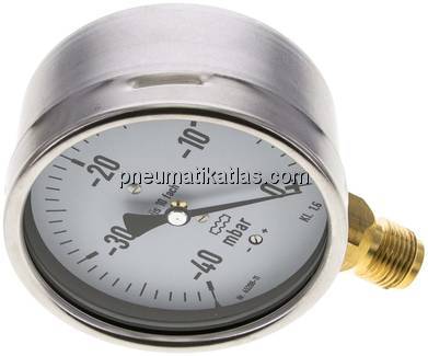 Manometer senkrecht 100mm, -0,04 bar bis 0 bar mbar, G 1/2"