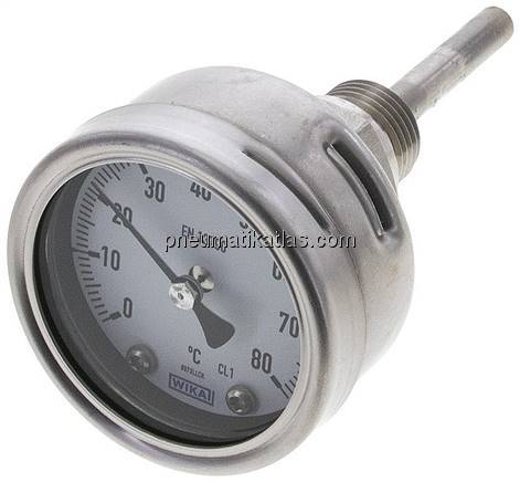Bimetallthermometer, waagerecht D63/0 bis +80°C/63mm