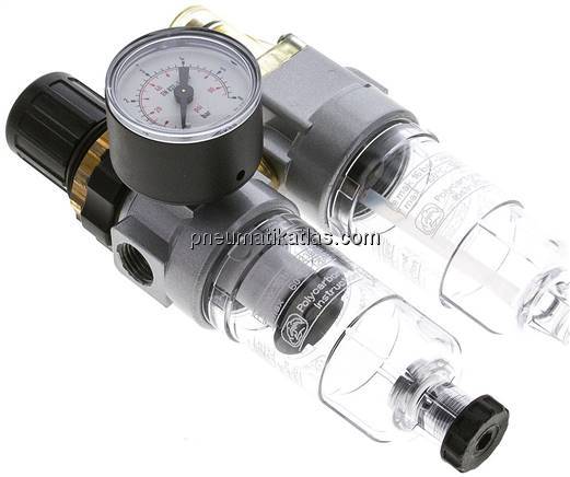 Mini-Wartungseinheit, 2-tlg., G 1/4", 0,1 - 3 bar