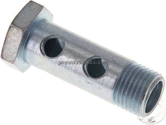 Hohlschraube 2-fach, M 16x1,5, Stahl verzinkt