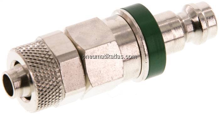 Kupplungsstecker (NW5) 8x6mm Schlauch, Messing vernickelt