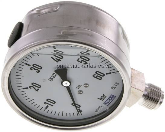 Chemie-Glycerin-Manometer senkrecht,100mm, 0 - 60 bar