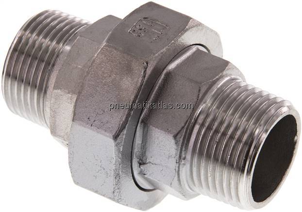 Doppelnippel trennbar R 1" flach dichtend,1.4408