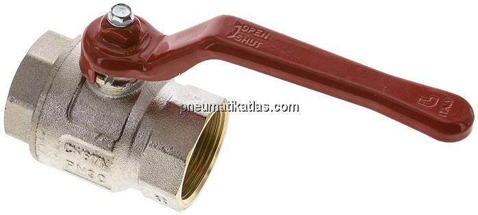 Messing-Kugelhahn, kurz, G 1-1/4", -0,9 bis 30 bar, voller Durchgang