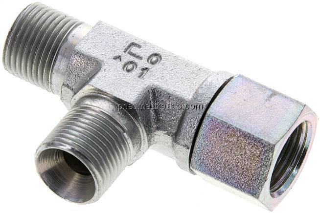 LTE-T-Stück, 60°-Kegel, G 3/8"(AG/IG), Stahl verzinkt