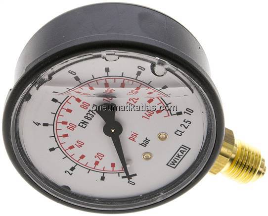 Glycerin-Manometer senkrecht (KU/Ms), 63mm, 0 - 10 bar