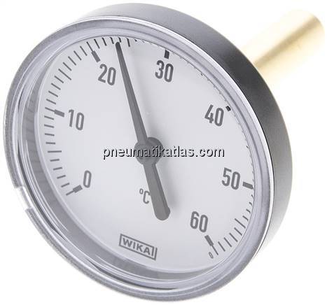 Bimetallthermometer, waagerecht D63/0 bis +60°C/60mm