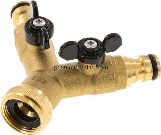 Y-Verteiler, G 3/4" - 2x Kupplungsstecker, Messing