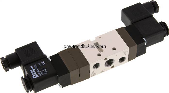 5/3-Wege Magnetventil, G 1/4", Mittelstellung entlüftet, 230 V AC