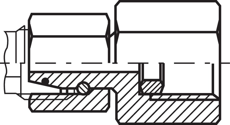 Zeichnung: Manometerverschraubung (zum Aufschraube