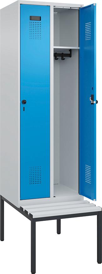 Spind Evolo PLUS 2 Abteile H2120xB600xT815mm 7035 5012 /P1G/7021P_DKB