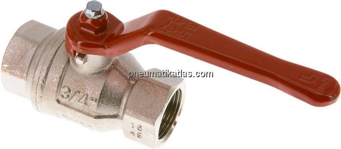 Messing-Kugelhahn, Rp 3/4", -0,9 bis 40 bar, voller Durchgang