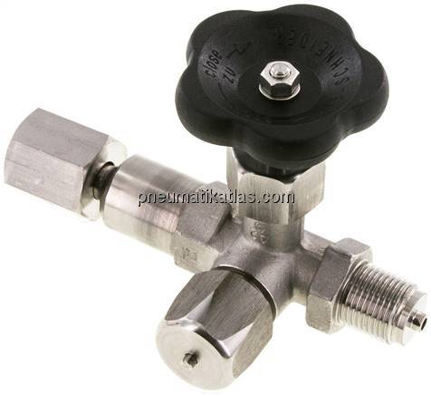 Manometer-Absperrventil G 1/2" Drehbare Muffe - Zapfen mit Schaft für Messgeräte