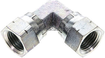 90°-Winkelverschraubung,UNF 9/16"-18 (JIC),Stahl verzinkt