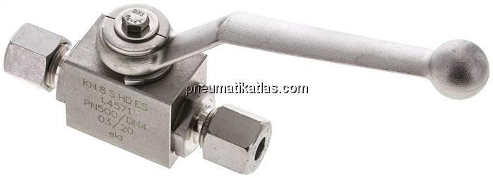 Hochdruck-Kugelhahn, Edelstahl, 8 S (M16x1,5), -0,999 bis 500bar