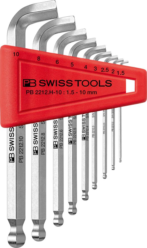 Winkelschraubendreher- Satz im Kunststoffhalter 9-teilig 1,5-10mm 100GradKugelkopf PB Swiss Tools