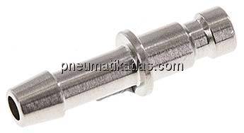 Kupplungsstecker (NW2,7) 4mm Schlauch, Messing vernickelt