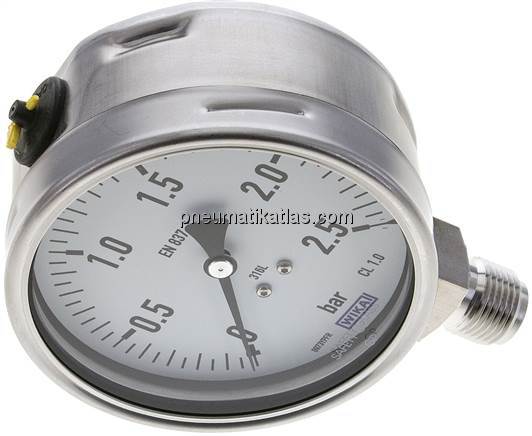 Chemie-Manometer senkrecht, 100mm, 0 - 2,5 bar