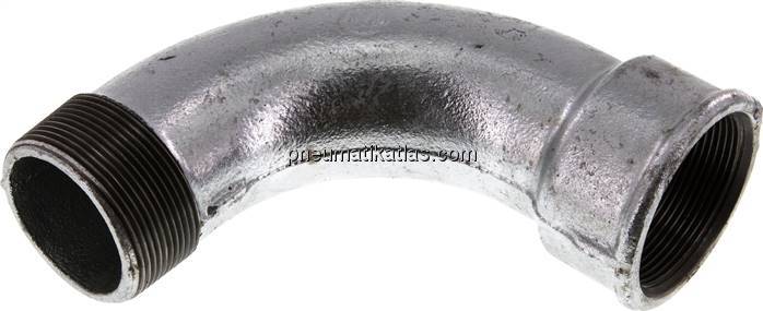 90°-Bogen Rp 2"(IG)-R 2"(AG), Temperguss verzinkt