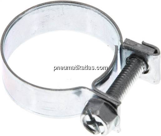 9mm Mini-Schlauchschelle, 21 - 23mm, Stahl verzinkt (W1)