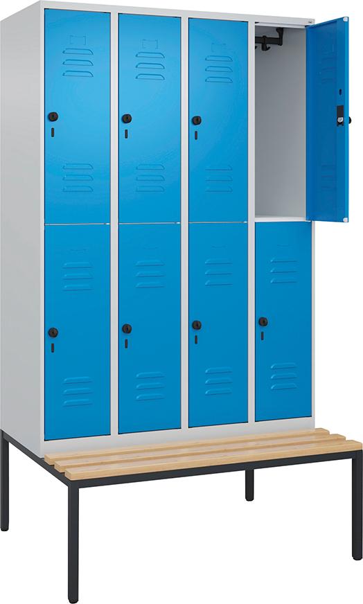 Spind Classic PLUS 4 Abteile H2120xB1200xT815mm RAL7035/RAL5012 /P1G/7021