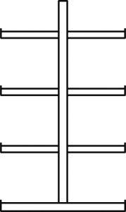 Kragarmregal L Anbaufeld B1000xT2x600xH2000 mm doppelseitig RAL 5010 2x4 Arme Traglast 140kg