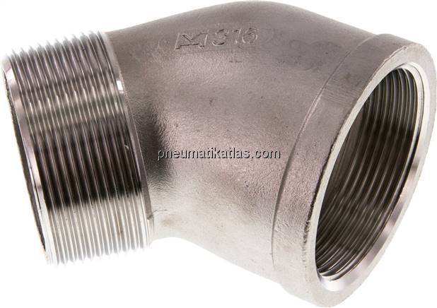 45°-Einschraubwinkel Rp 2"(IG)-R 2"(AG), 1.4408