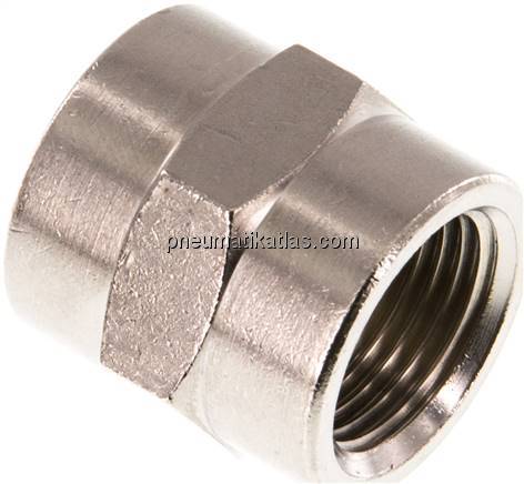 Muffe G 3/8"-G 3/8", Messing vernickelt