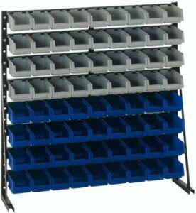 Norm-Regal-einseitig B1000xT250xH1033 mm 72 Kästen Gr.4 LA-KA-PE