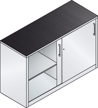 Schiebetürenschrank B1600xT600xH1000 mm RAL 7035, 2 Fachböden mit Mitteltrennwand CP